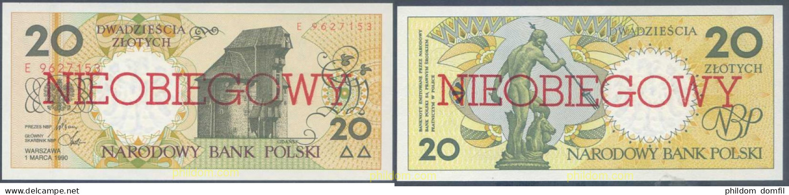 6715 POLONIA 1990 POLAND 1990 20 ZLOTYCH NIEOBIEGOWY - Polen