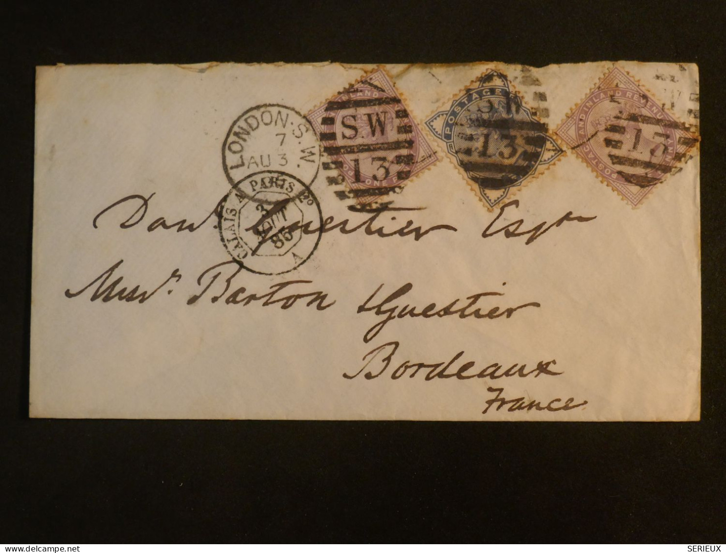 DI 16  GREAT BRITAIN  BELLE LETTRE 1885 LONDON A BORDEAUX  FRANCE + AFF. INTERESSANT+++ - Briefe U. Dokumente