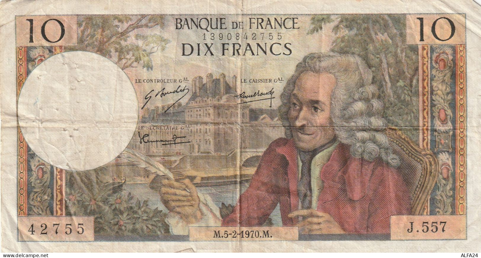 BANCONOTA FRANCIA 10 VOLTAIRE VF  (B_663 - 10 F 1963-1973 ''Voltaire''