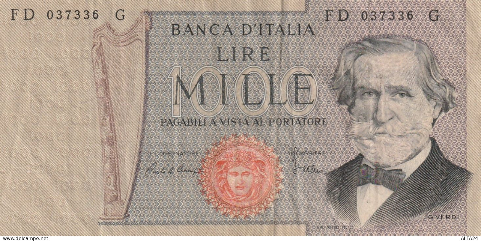 BANCONOTA ITALIA L.1000 VERDI VF  (B_434 - 1000 Liras