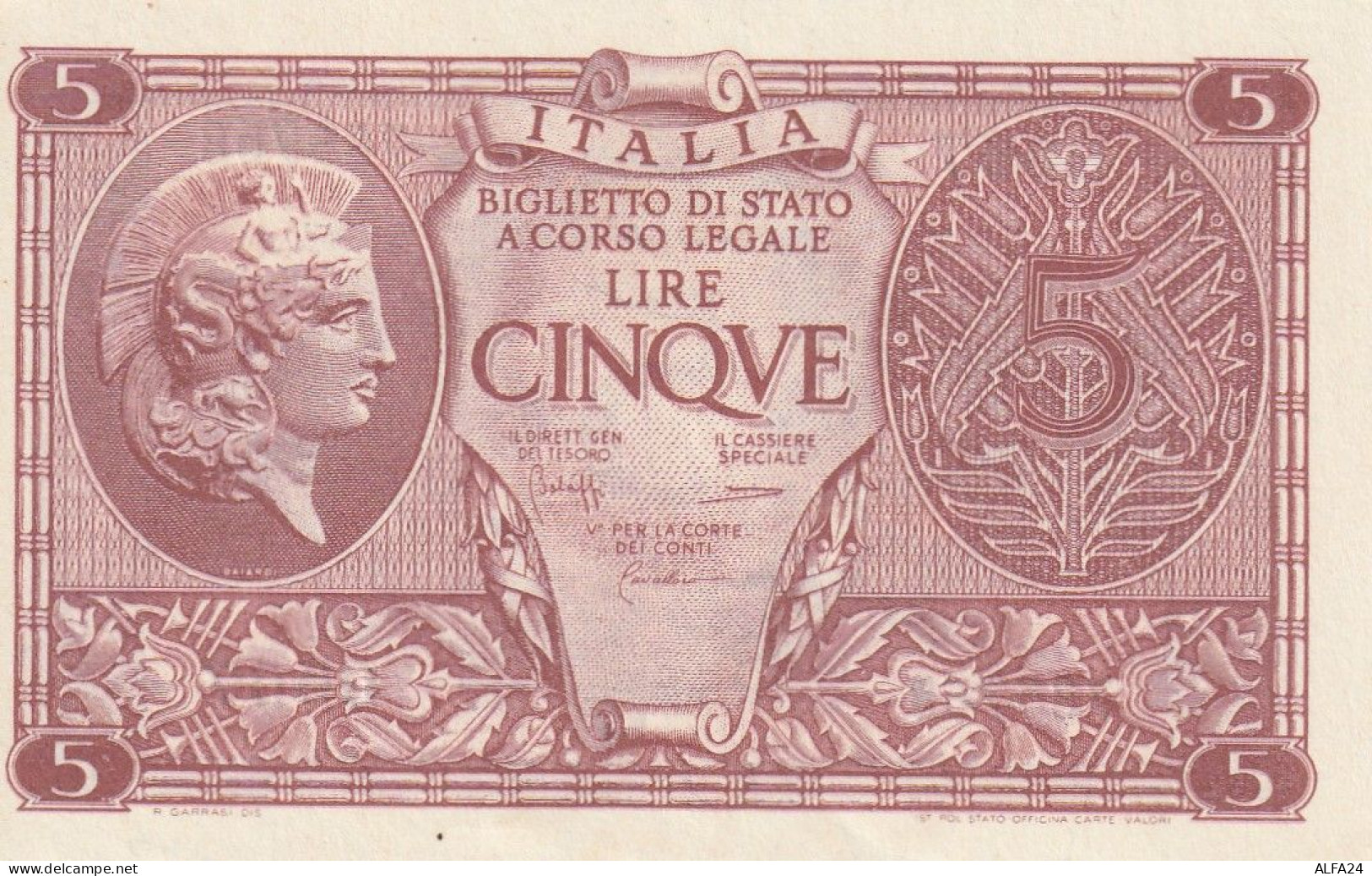 BANCONOTA ITALIA REGNO BIGLIETTO DI STATO LIRE 5 UNC  (B_388 - Italia – 5 Lire