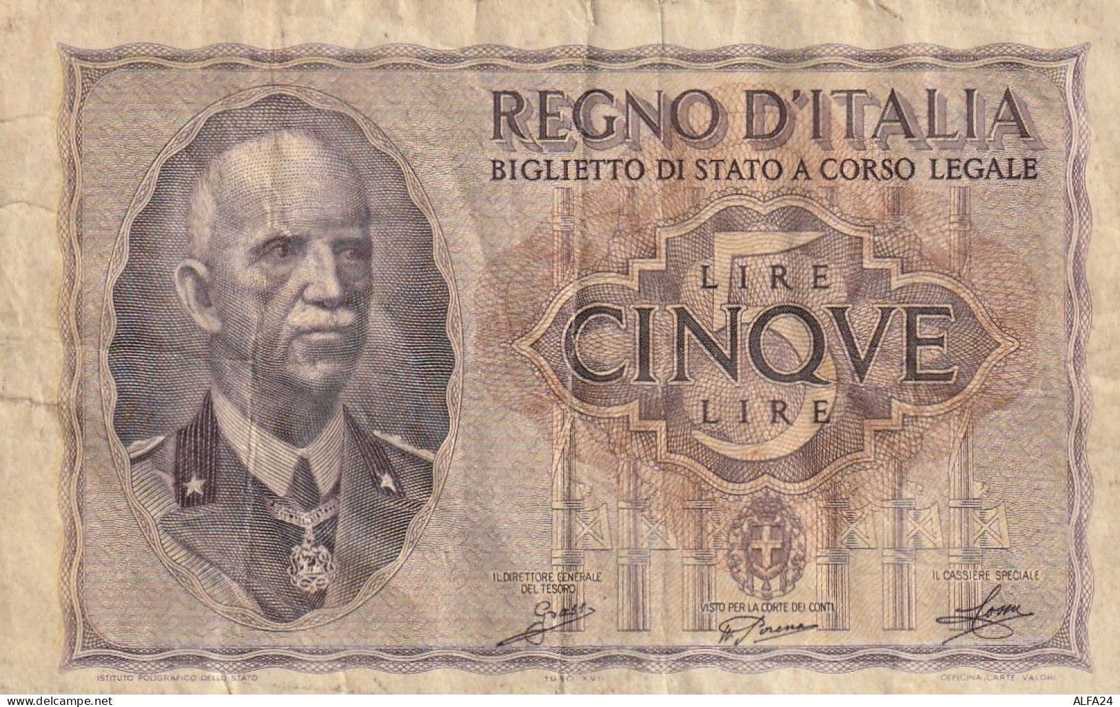 BANCONOTA ITALIA REGNO BIGLIETTO DI STATO LIRE 5 VF  (B_385 - Italia – 5 Lire