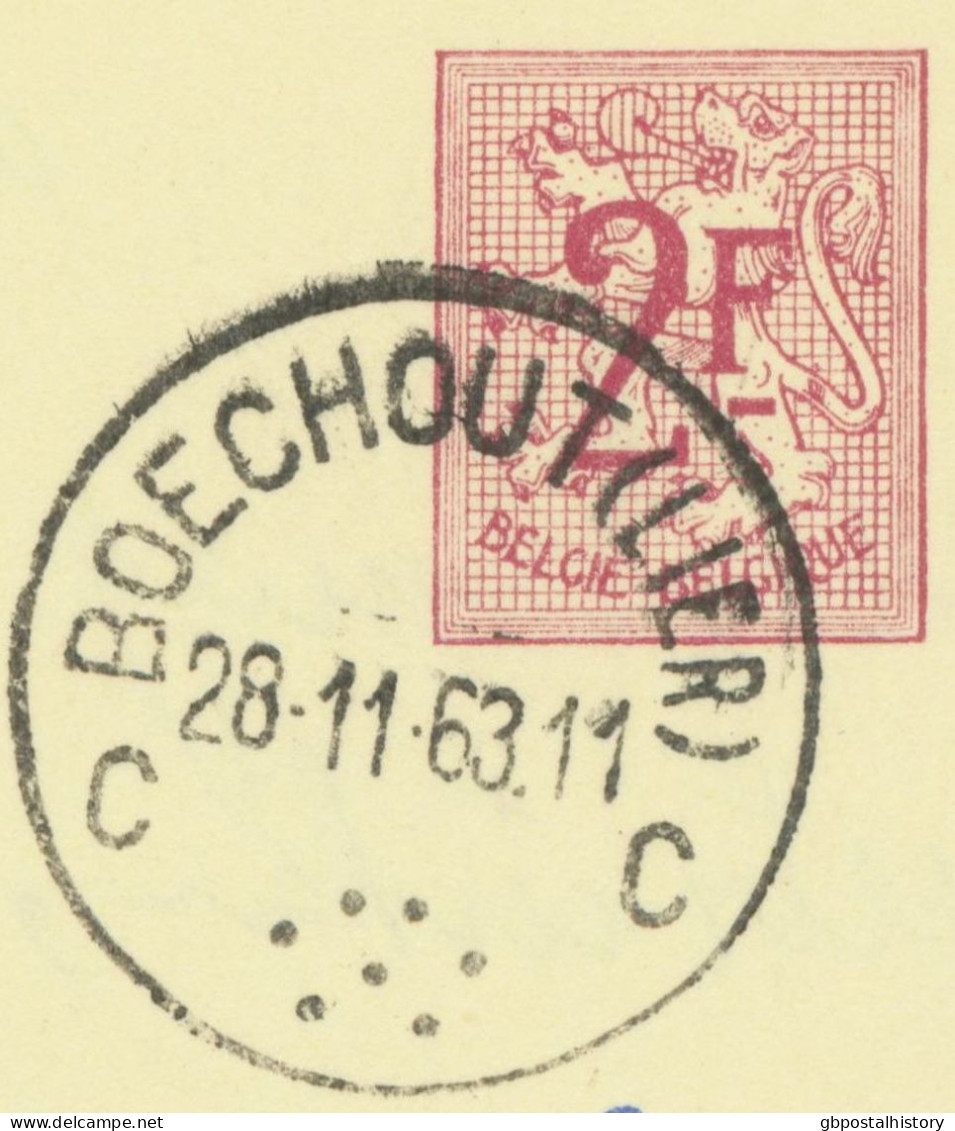 BELGIUM VILLAGE POSTMARKS  BOECHOUT (LIER) C SC With Dots 1963 (Postal Stationery 2 F, PUBLIBEL 1867) - Postmarks - Points