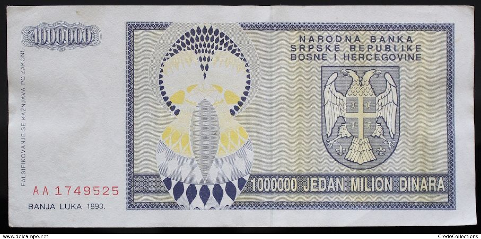 Bosnie-Herzégovine - 1000000 Dinara - 1993 - PICK 142a - TTB+ - Bosnie-Herzegovine