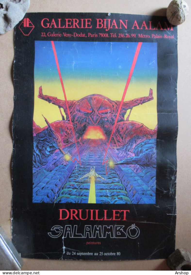 DRUILLET " SALAMMBO " Rare AFFICHE ORIGINALE Expo Galerie BIJAN AALAM Du 24 Septembre Au 25 Octobre 1980 - 60cm X 40cm - Druillet