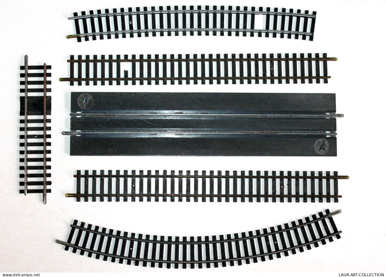 JOUEF HO LOT 6 RAIL 1 TABLIER PASSAGE SUPERIEUR + 1 COUPURE + 2 DROIT + 2 COURBE, MODELISME FERROVIAIRE TRAIN (2105.281) - Rails