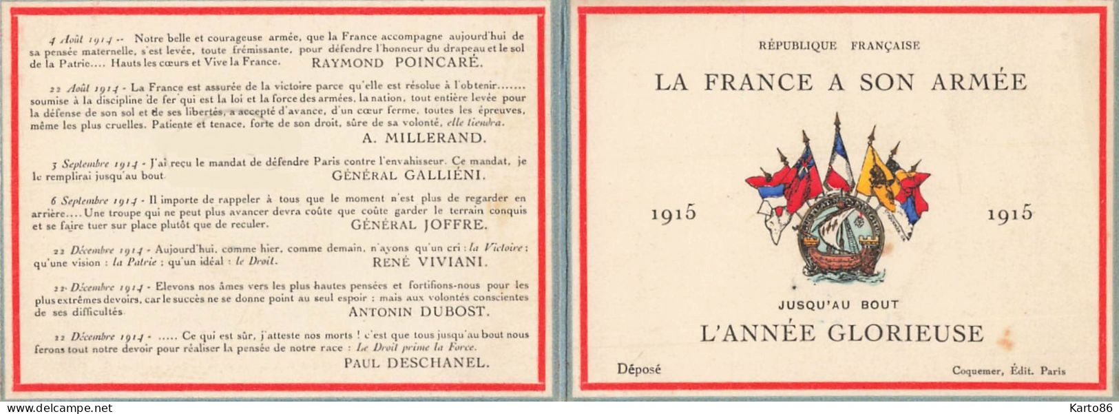 Petit Calendrier 1915 Publicitaire * La France à Son Armée , L'Année Glorieuse ! * Calendar - Klein Formaat: 1901-20