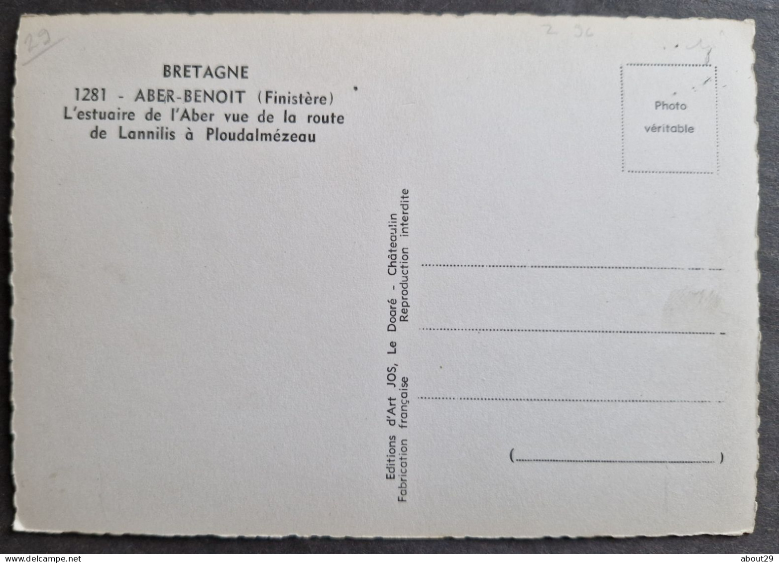 CPSM 29 ABER BENOIT - L'estuaire De L'Aber De La Route De Lannilis à Ploudalmezeau - Edit JOS 1281 - Réf. T 247 - Ploudalmézeau