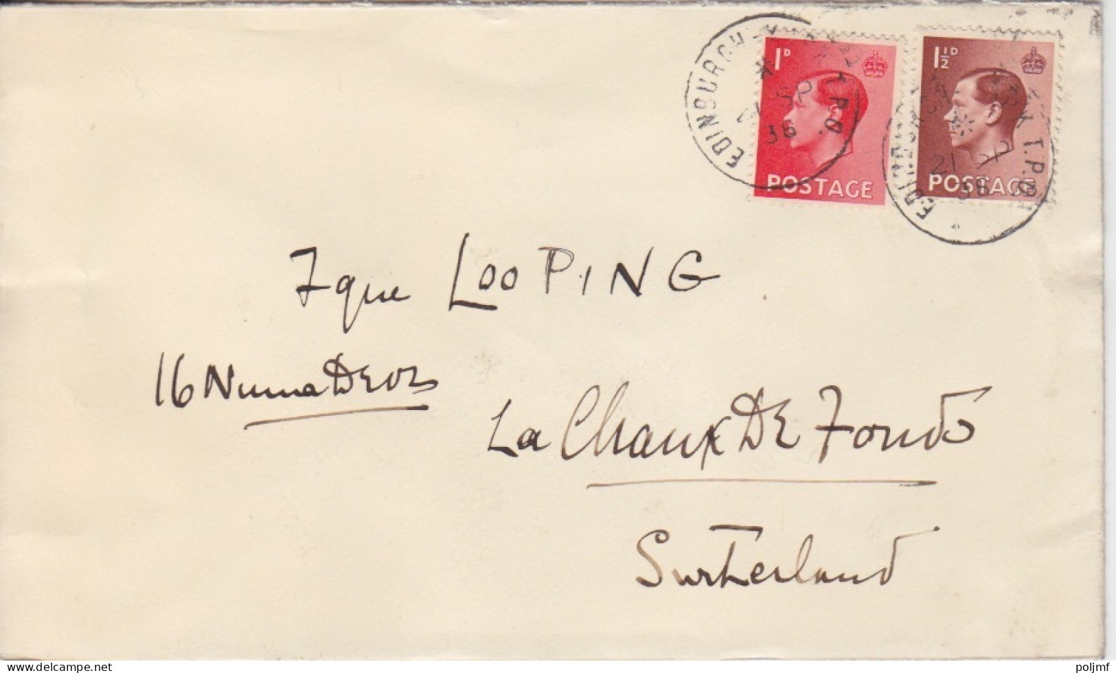 Lettre Obl. Edinburgh Le 21 SP 36 Sur N° 206, 207  Pour La Suisse - Lettres & Documents