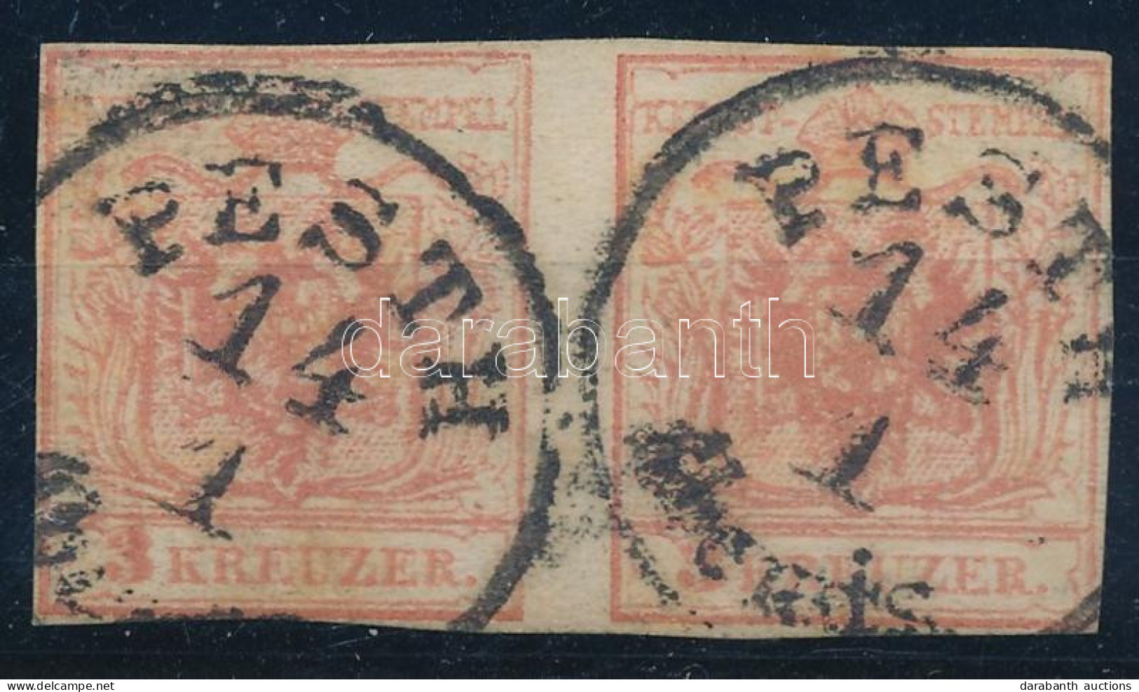 O 1850 3kr MP Pár / Pair "PESTH / Abends" - Andere & Zonder Classificatie