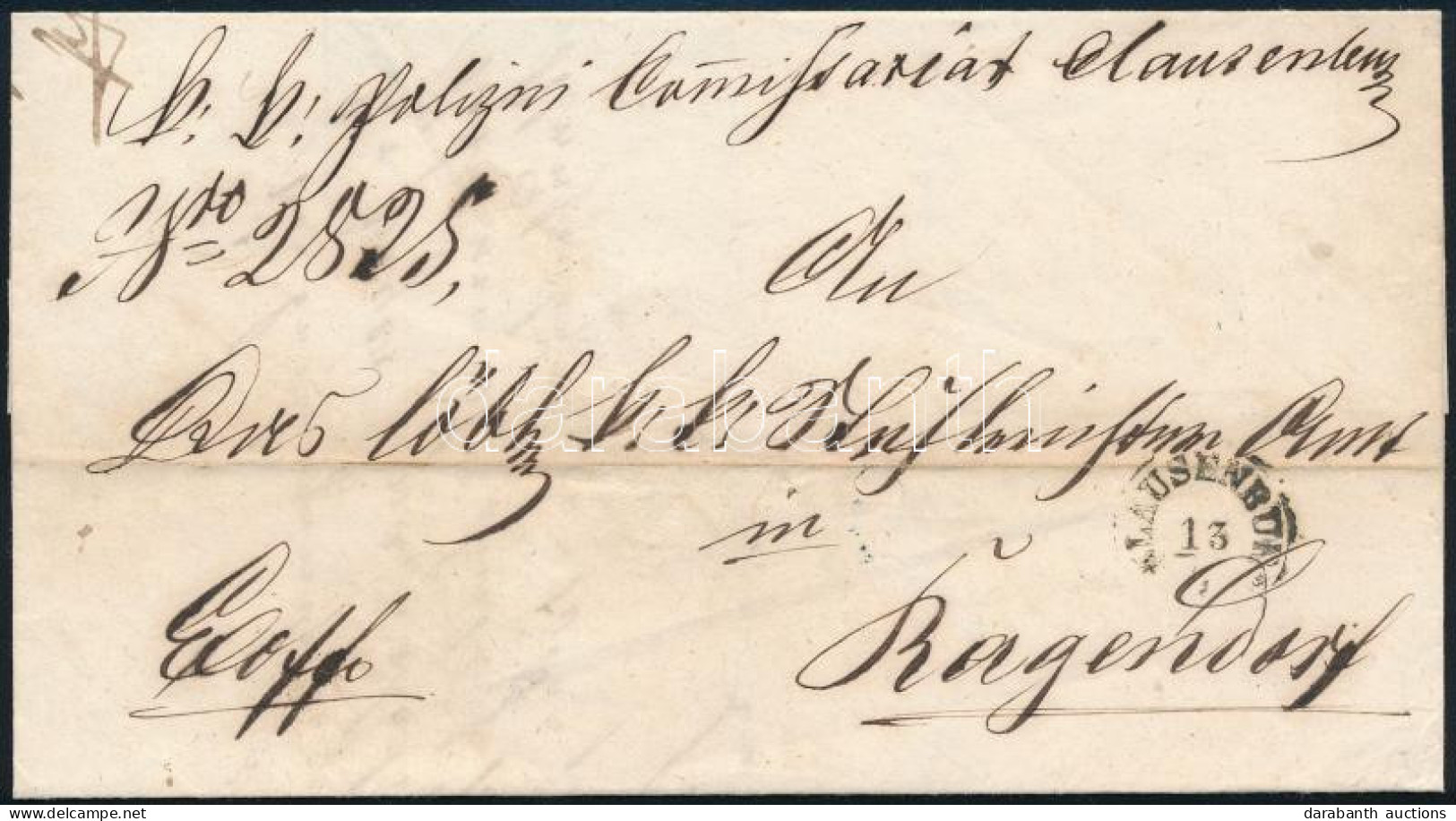 1860 Ex Offo "CLAUSENBURG" - Kék / Blue "RAGENDORF" Szép érkezési Bélyegzéssel A Hátoldalon (Gudlin 500 P) - Otros & Sin Clasificación