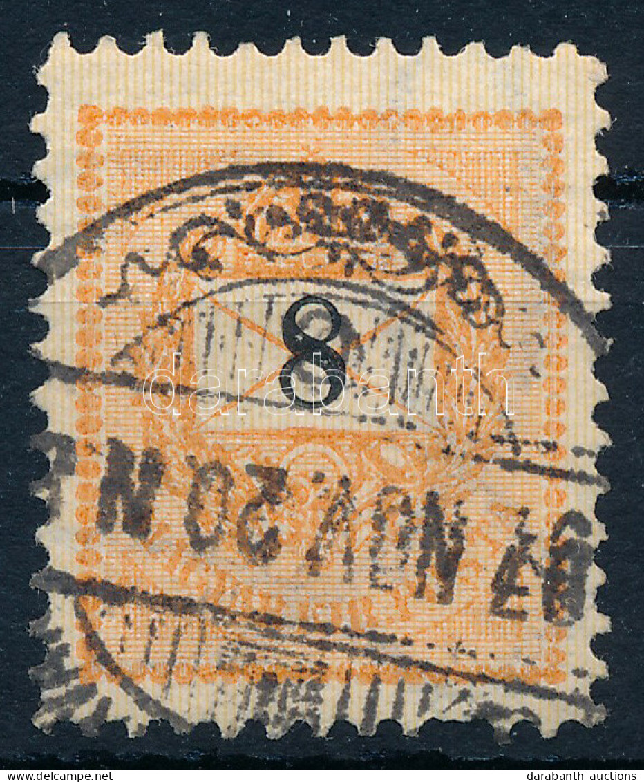 O 1889 8kr Vízjel Hibával, Hiányzik Az "r" Betű / Watermark Flaw, Missing "r" - Autres & Non Classés