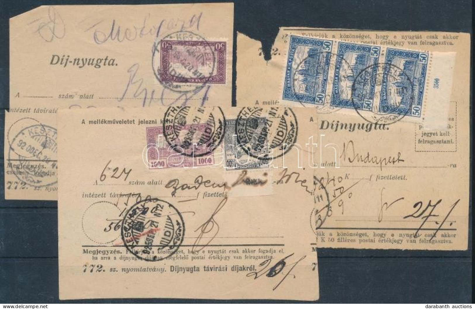 1920-1925 3 Db Távbeszélő Díjnyugta - Other & Unclassified