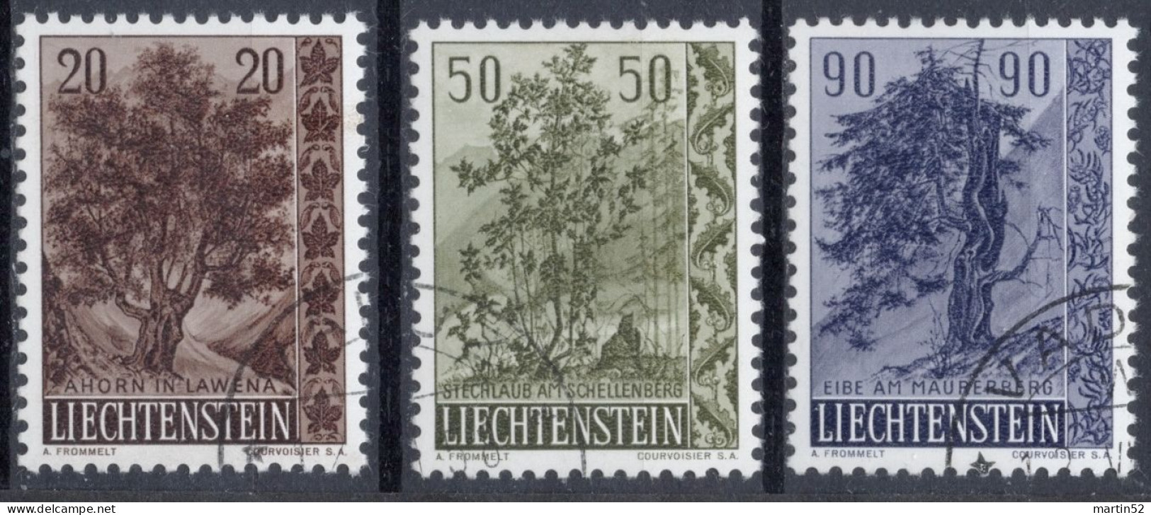 Liechtenstein 1958: Bäume II. Arbres Trees Zu 315-317 Mi 371-373 Yv 333-335 ET-⊙ VADUZ 12.VIII.58 (Zumstein CHF 12.00) - Usados