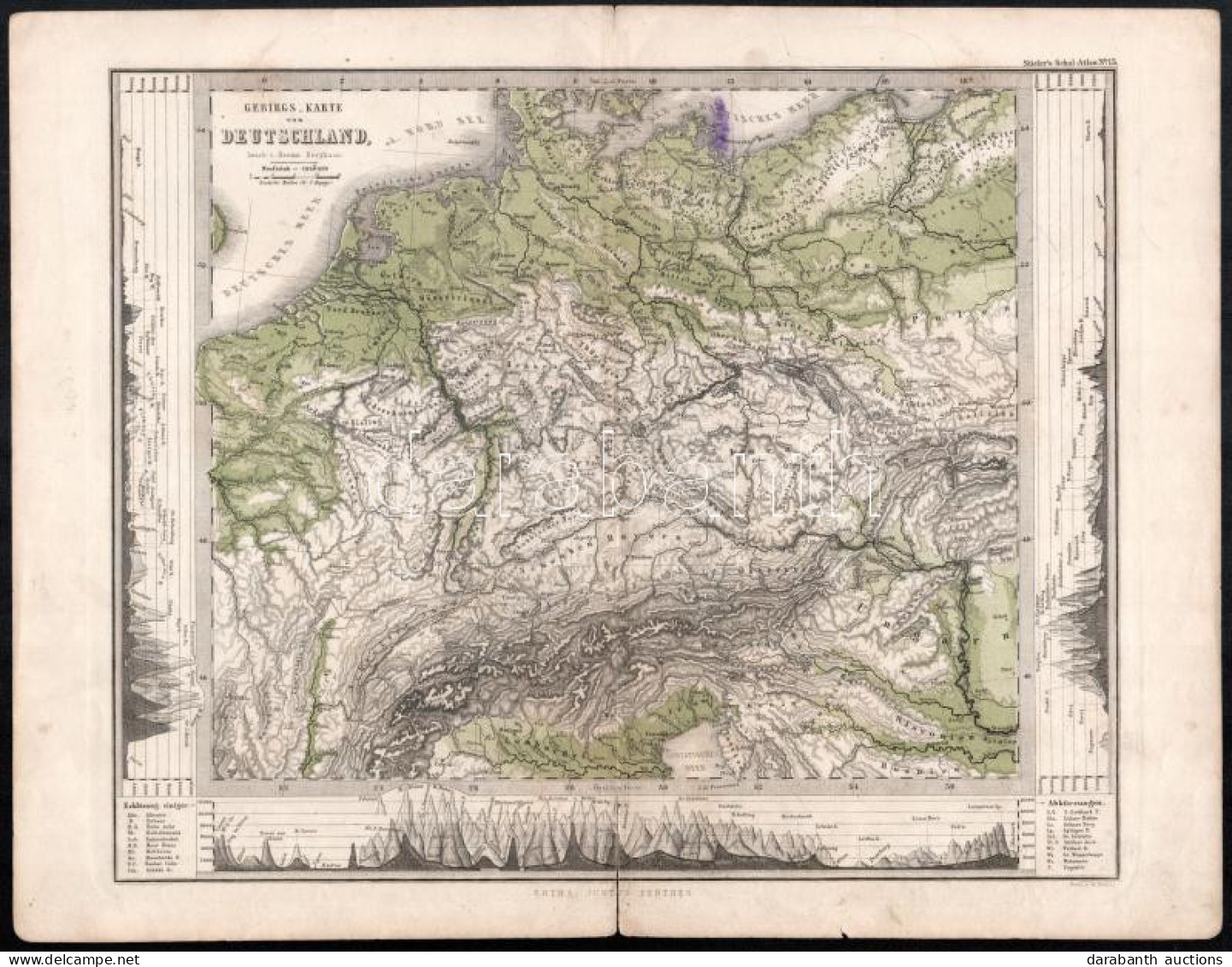 1862 Gebirgs-Karte Von Deutschland, Bearb. V. Hermn Berghaus. Stieler's Schul-Atlas No. 13. / Németország Hegységeinek R - Andere & Zonder Classificatie