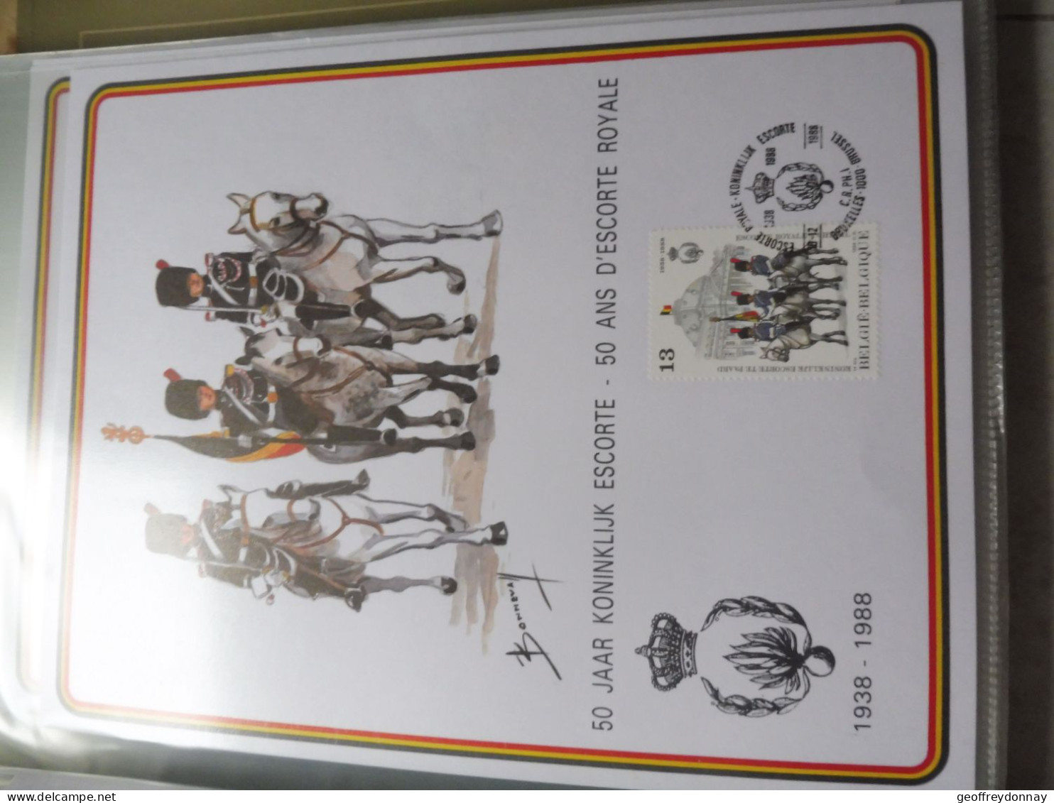 Souvenir Belgique Belgie  2308 ( 1988 ) War Escorte Royale Militaire  Gestempelt Oblitéré Bruxelles Perfect - Commemorative Documents