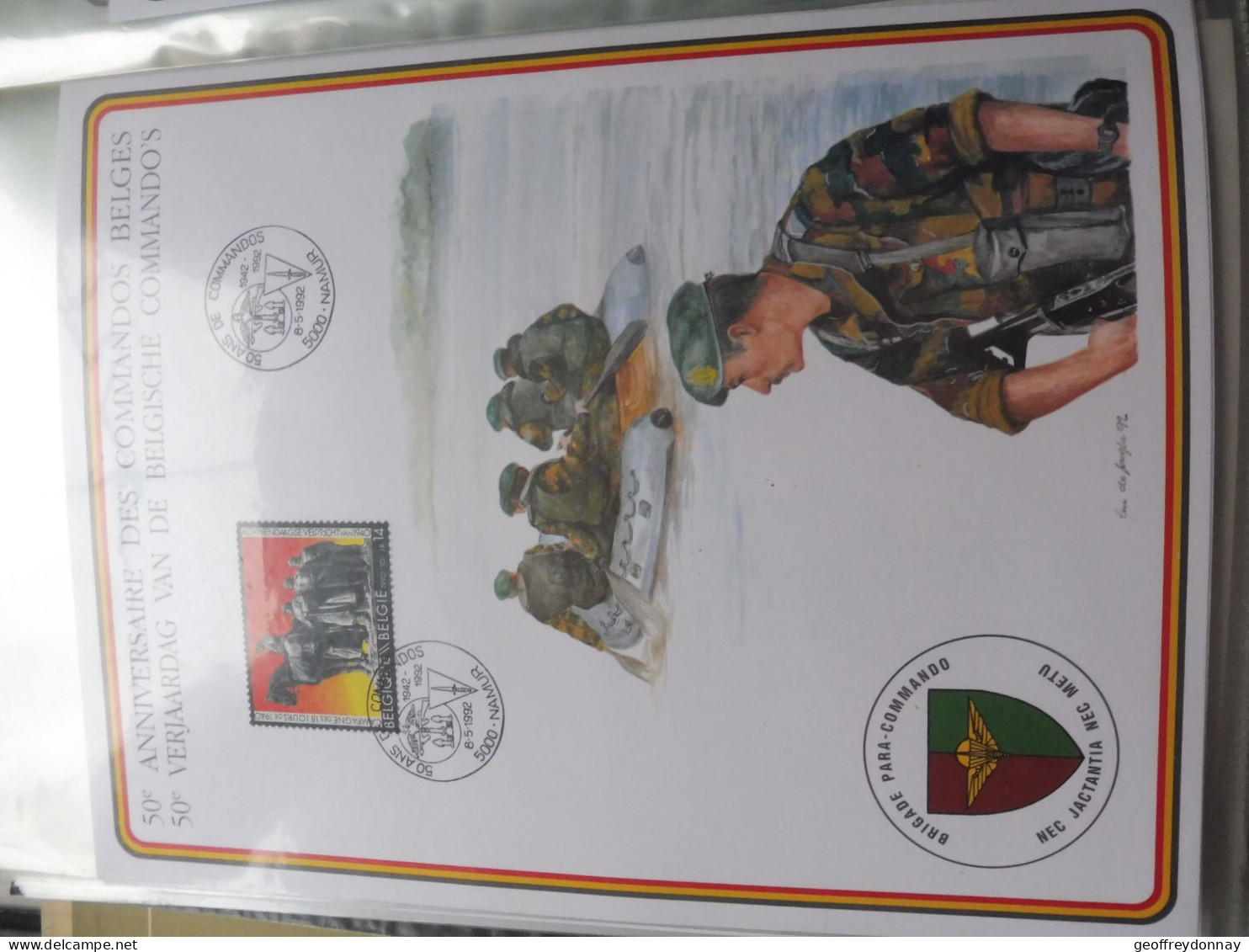 Souvenir Belgique Belgie 2369 ( 1992 ) War Para Commandos Militaire  Gestempelt Oblitéré Namur  Perfect - Documents Commémoratifs