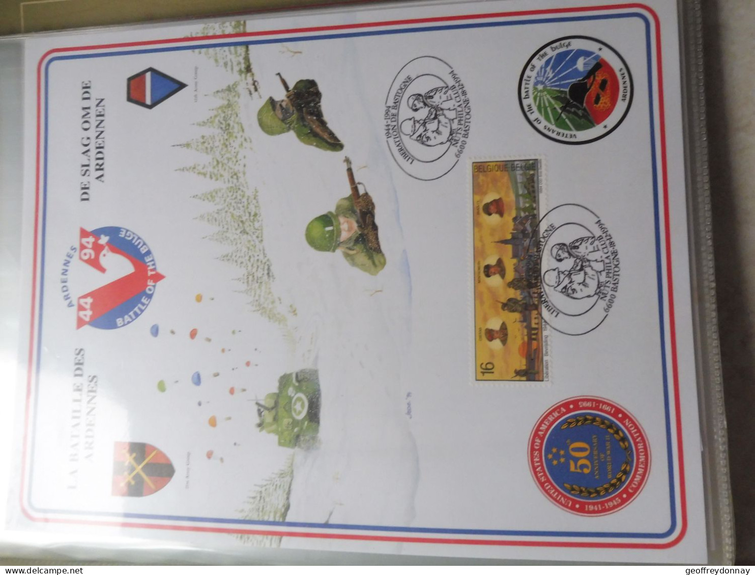 Souvenir Belgique Belgie 2571 ( 1994 ) War Bataille Des Ardennes Militaire  Gestempelt Oblitéré Bastogne Perfect - Documents Commémoratifs