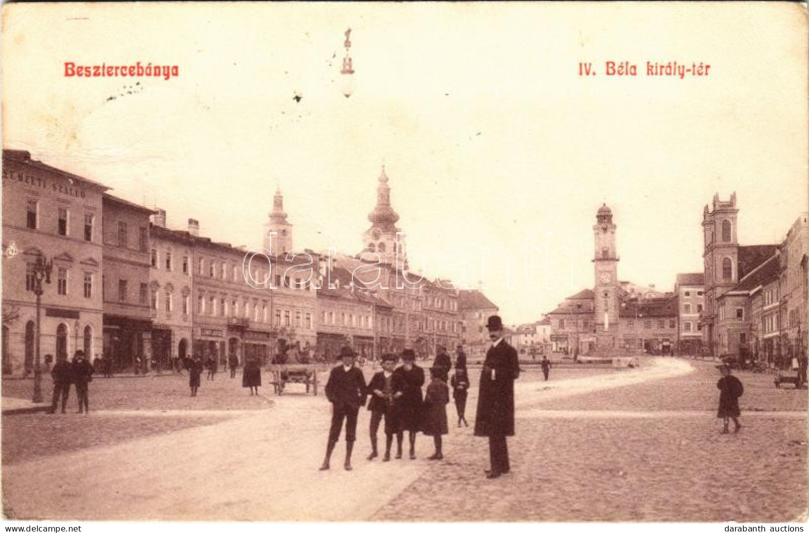 * T3 1909 Besztercebánya, Banská Bystrica; IV. Béla Király Tér, Nemzeti Szálló, Löwy Jakab üzlete. Groszmann Testvérek K - Unclassified