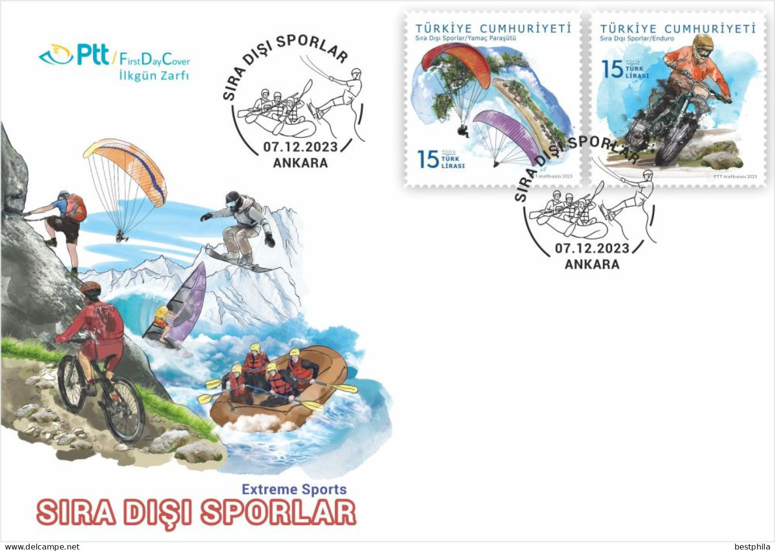 Turkey - 2023 - Extreme Sports ( Parachute And Motocross) - FDC - Ongebruikt