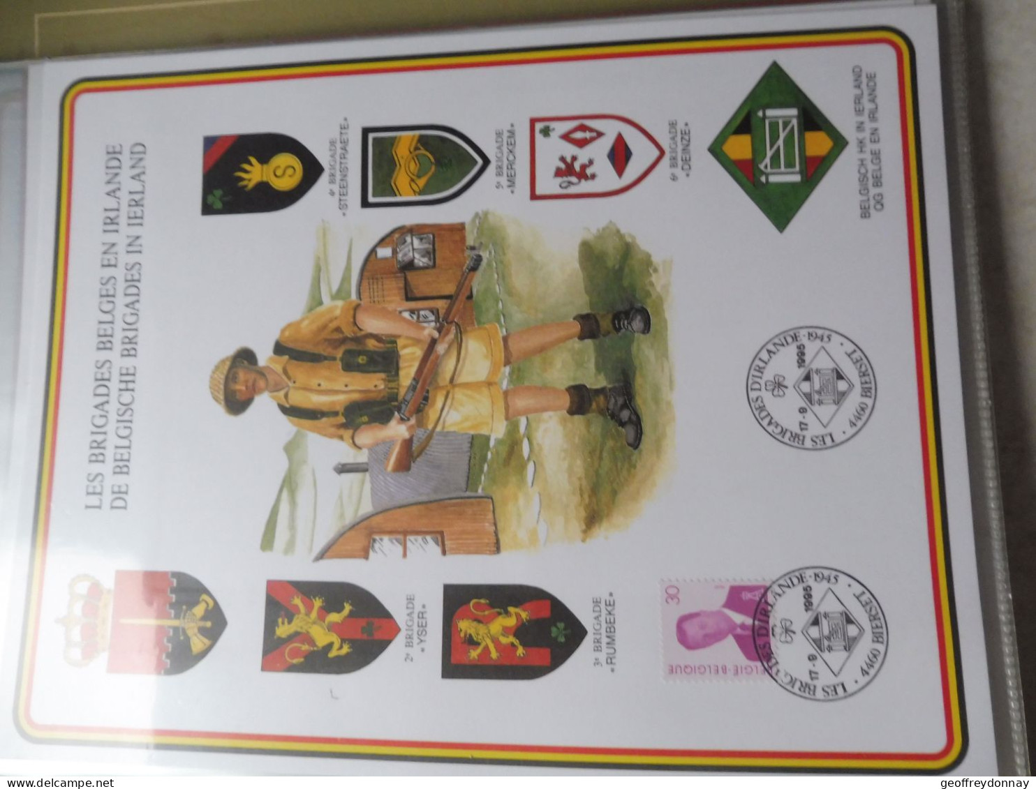 Souvenir Belgique Belgie 2536 ( 1995 ) War Brigades En Irlande Militaire  Gestempelt Oblitéré Bierset Perfect - Commemorative Documents