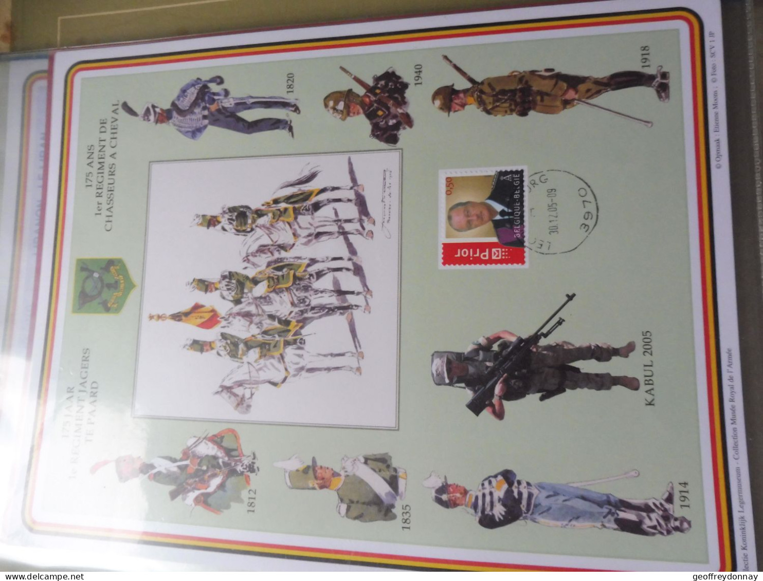 Souvenir Belgique Belgie 3416 ( 2005 ) War Chasseurs Jagers Paard Militaire  Gestempelt Oblitéré Leopoldsburg Perfect - Commemorative Documents