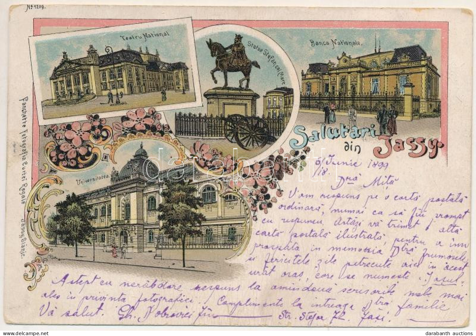 T3 1899 (Vorläufer) Iasi, Jasi, Jassy, Jászvásár; Teatru National, Universitatea, Statua Stefan Cel Mare, Banca National - Unclassified