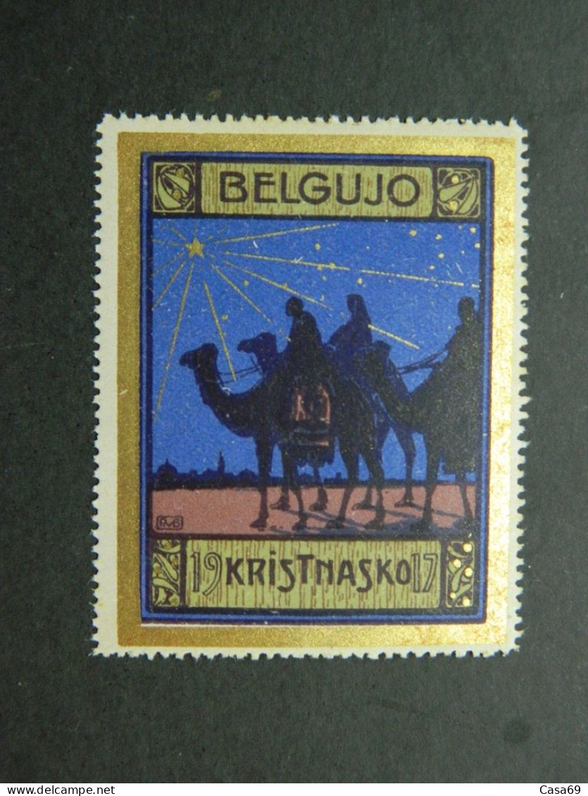 Vignette Poster Stamp Kristnasko 1917 Belgujo Christmas Belgium Noël Belgique - Esperanto