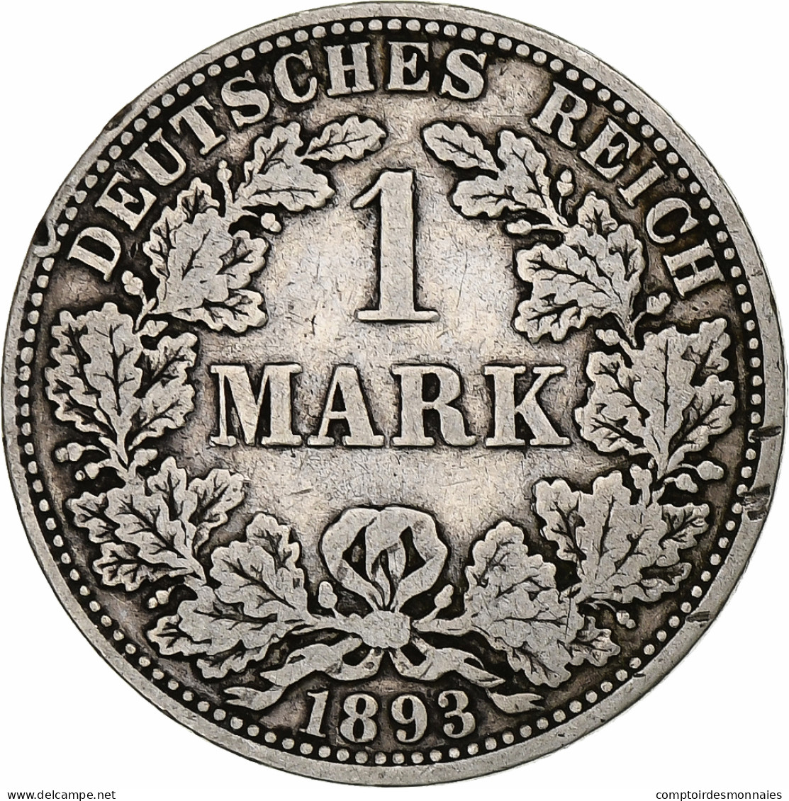 Empire Allemand, Wilhelm II, Mark, 1893, Berlin, Argent, TTB, KM:14 - 1 Mark