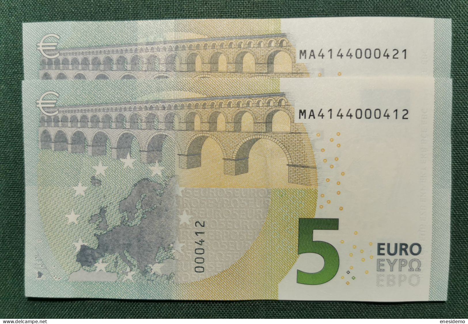 5 EURO PORTUGAL 2013 DRAGHI M006I2 MA CORRELATIVE COUPLE RADAR 2 ONLY FOUR NUMBERS SC FDS UNCIRCULATED PERFECT - 5 Euro
