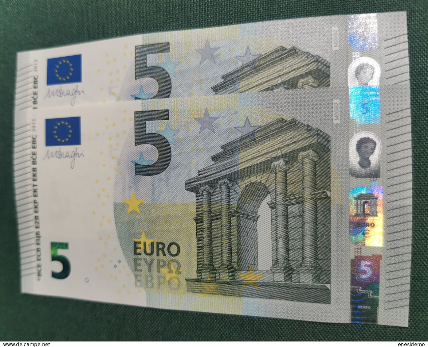 5 EURO PORTUGAL 2013 DRAGHI M006I2 MA CORRELATIVE COUPLE RADAR 2 ONLY FOUR NUMBERS SC FDS UNCIRCULATED PERFECT - 5 Euro