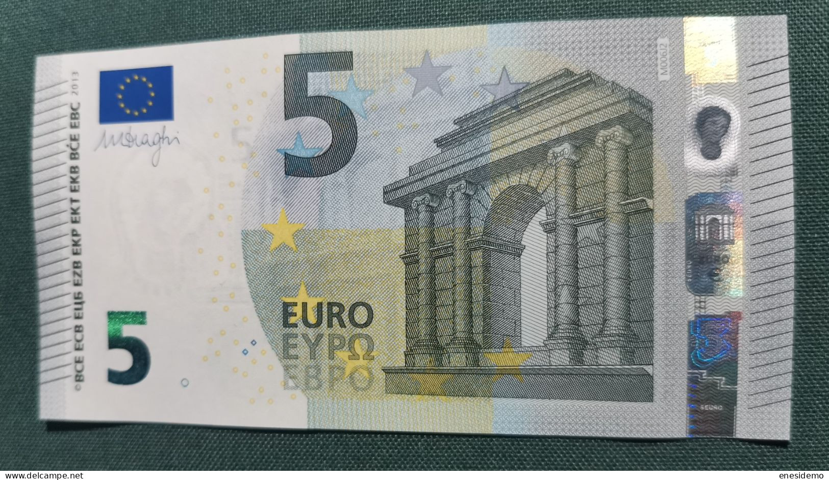 5 EURO PORTUGAL 2013 DRAGHI M006J2 MA NICE NUMBER FOUR CONSECUTIVE ZEROS SC FDS UNC. PERFECT - 5 Euro