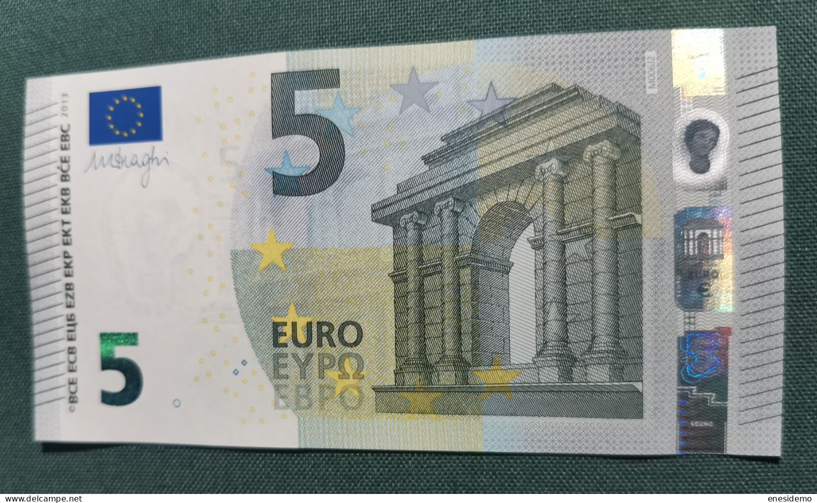 5 EURO PORTUGAL 2013 DRAGHI M006J2 MA NICE NUMBER FOUR CONSECUTIVE ZEROS SC FDS UNC. PERFECT - 5 Euro