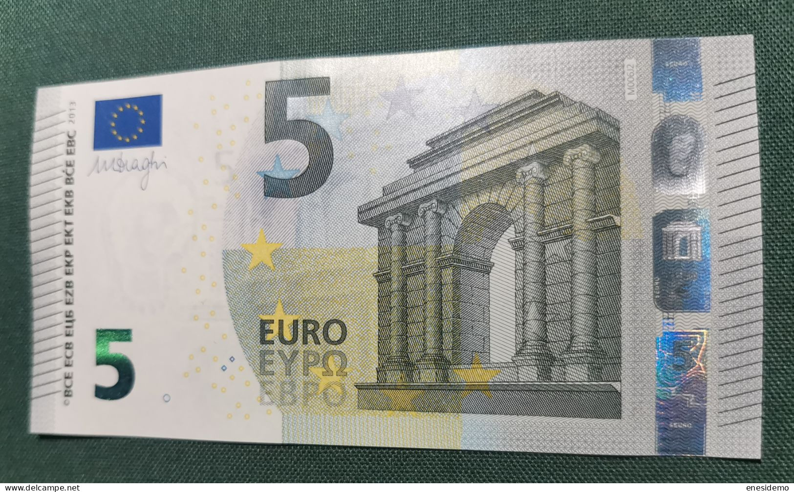 5 EURO PORTUGAL 2013 DRAGHI M006J2 MA NICE NUMBER FOUR CONSECUTIVE ZEROS SC FDS UNC. PERFECT
