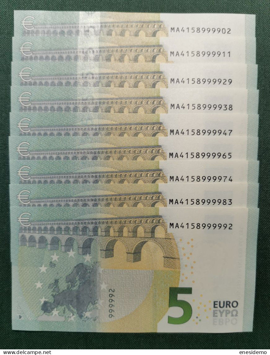 5 EURO PORTUGAL 2013 DRAGHI M006B1 MA NICE NUMBER FOUR CONSECUTIVE NINES SC FDS UNC. PERFECT - 5 Euro