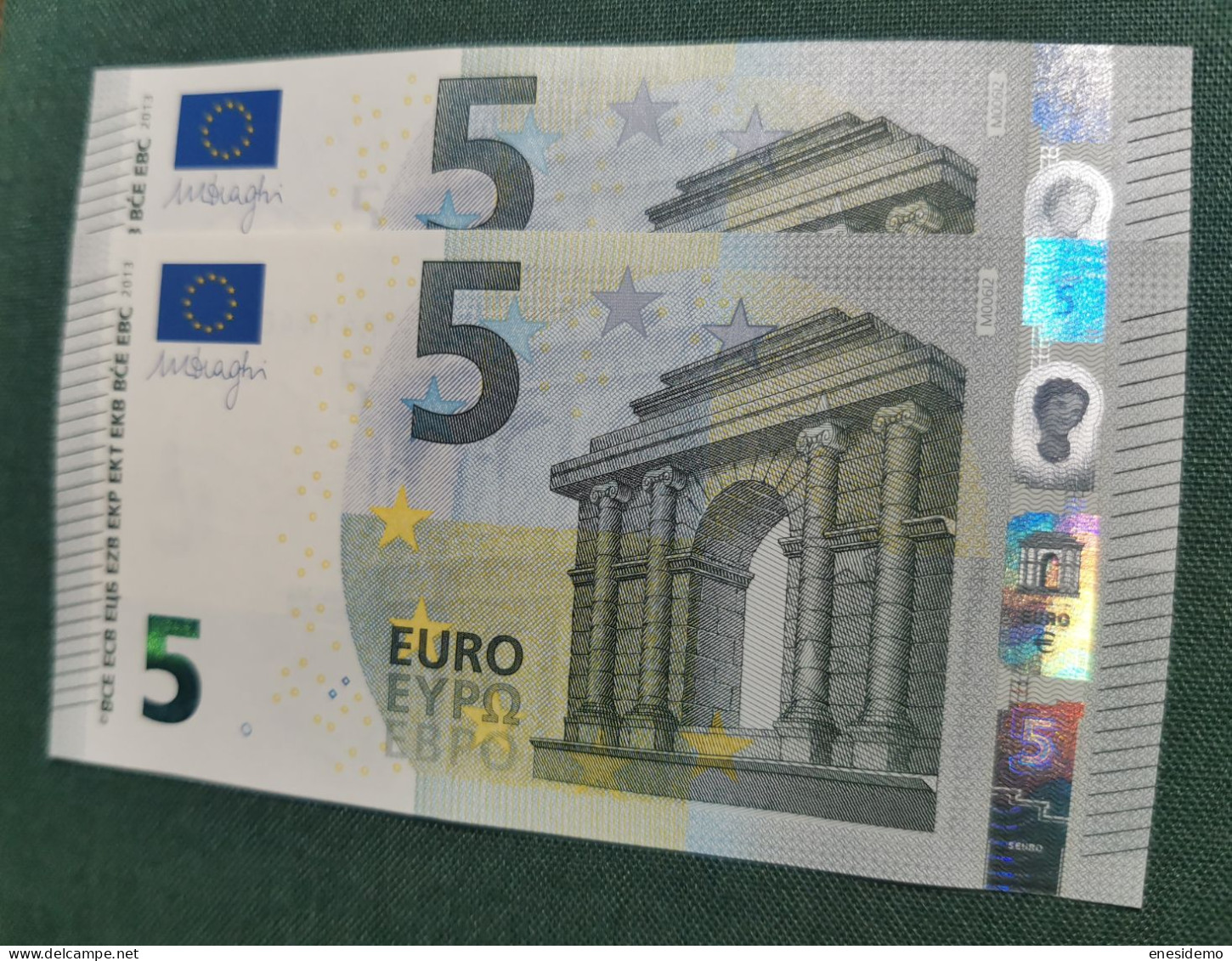 5 EURO PORTUGAL 2013 DRAGHI M006J2 MA CORRELATIVE COUPLE UNEVEN ONLY FOUR NUMBERS SC FDS UNC. PERFECT - 5 Euro