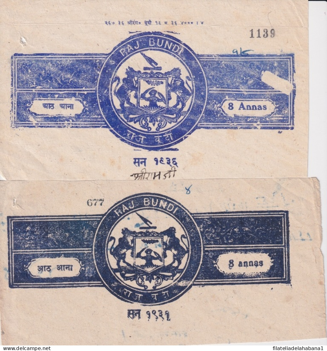 F-EX15129 INDIA FEUDATARY STATE BUNDI REVENUE CUT PAPER DIFFERENT.  - Altri & Non Classificati