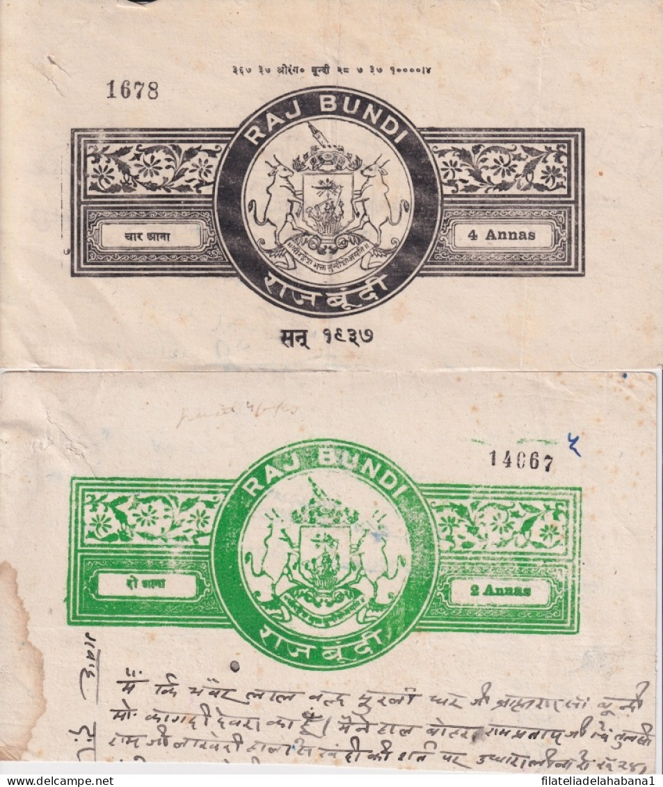 F-EX15129 INDIA FEUDATARY STATE BUNDI REVENUE CUT PAPER DIFFERENT.  - Other & Unclassified