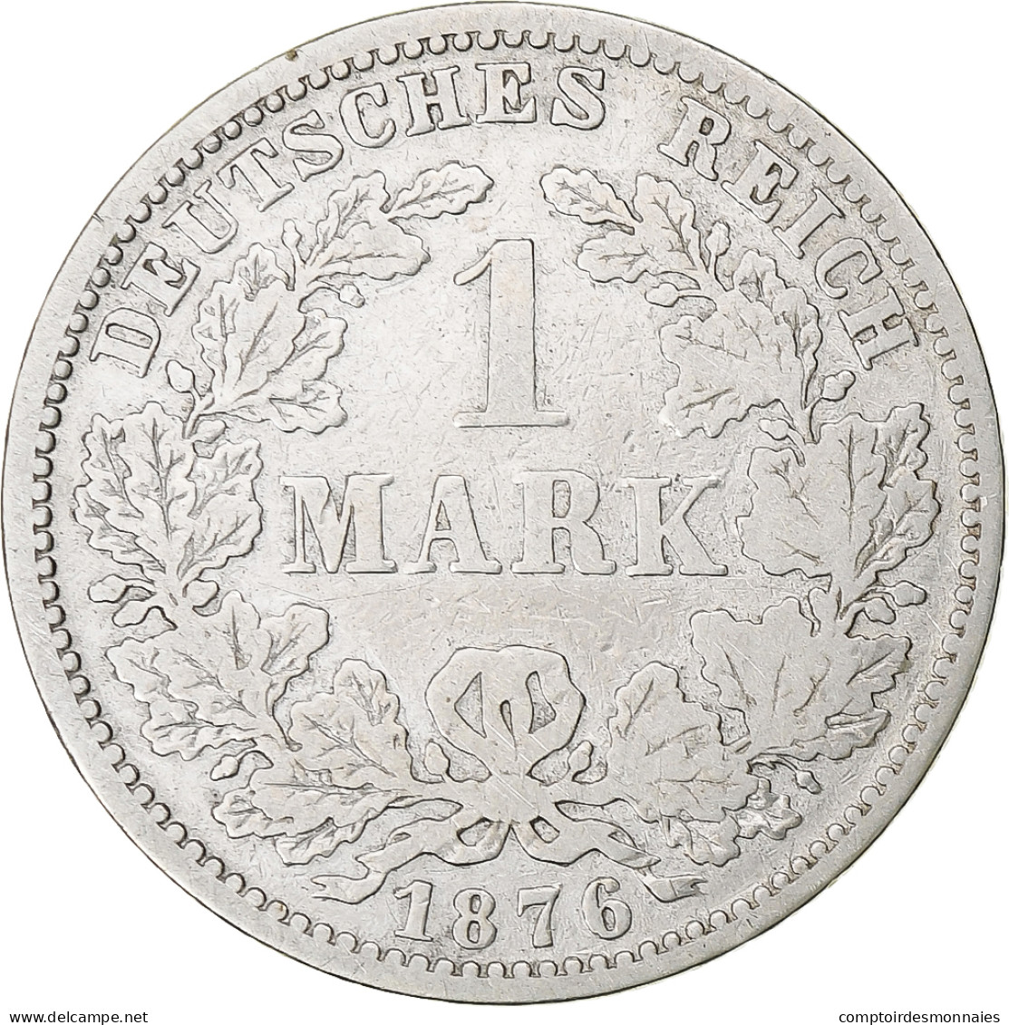 Empire Allemand, Wilhelm I, Mark, 1876, Hambourg, Argent, TB, KM:7 - 1 Mark