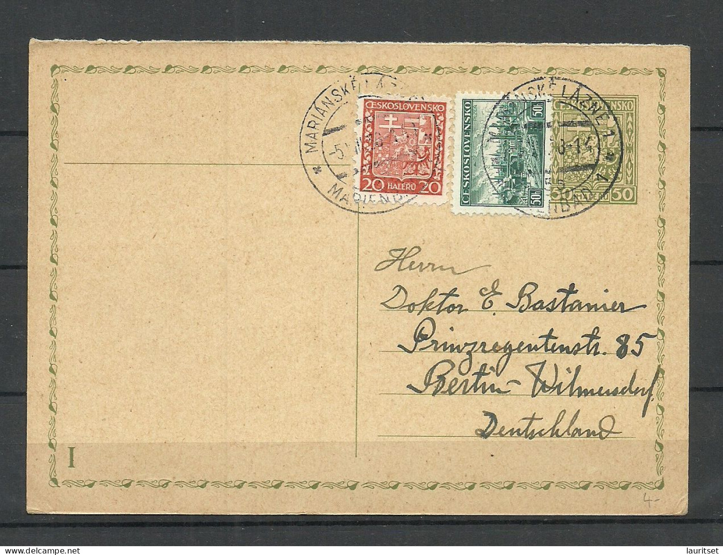 CZECHOSLOVAKIA Tschechoslowakei 1938 Postal Stationery Ganzsache, Sent To Germany - Cartoline Postali