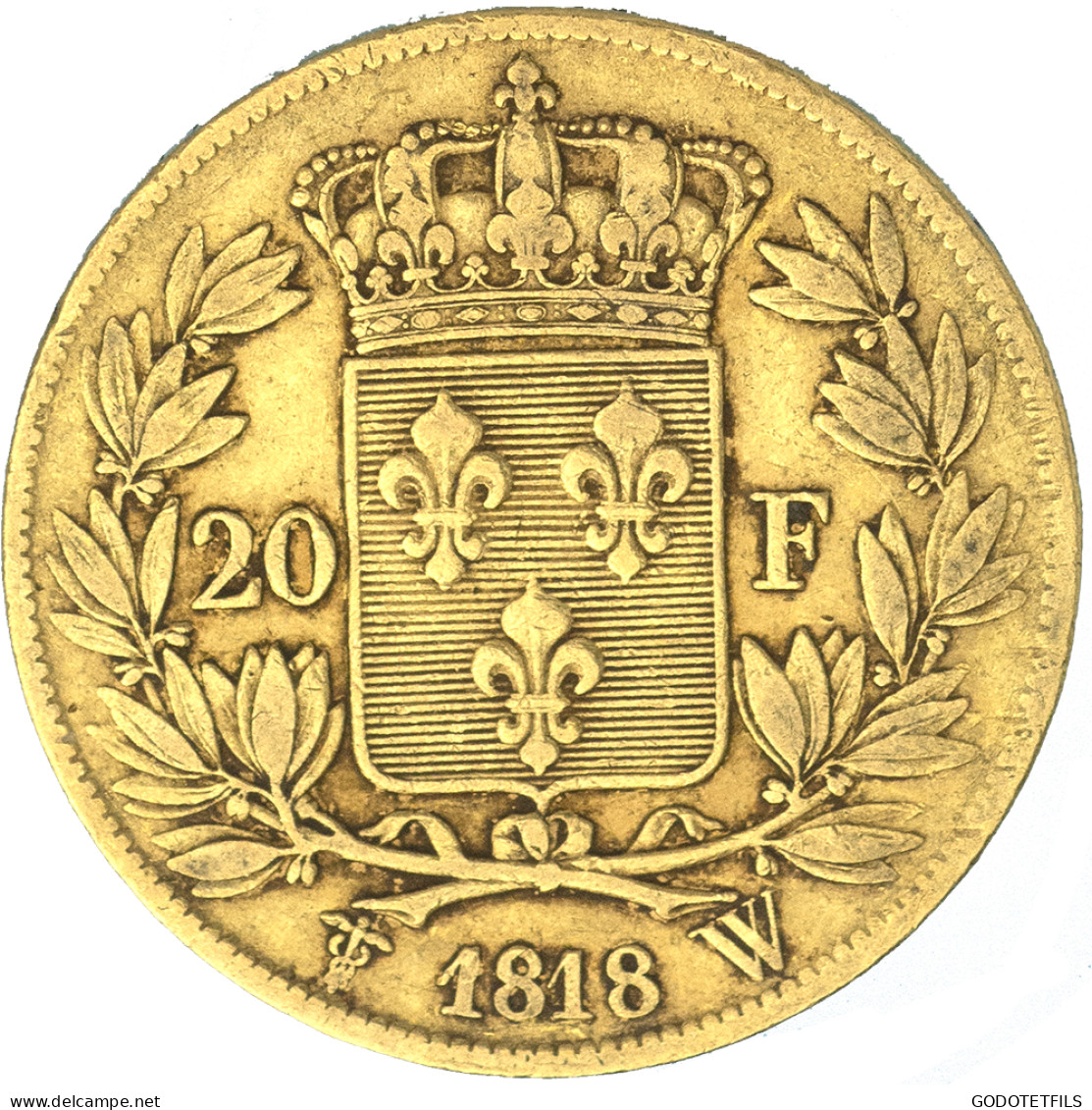 Louis XVIII-20 Francs 1818 Lille - 20 Francs (goud)