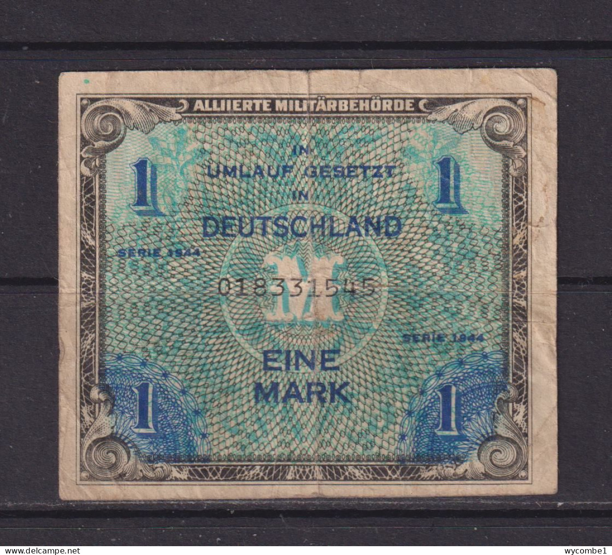 GERMANY (ALLIED MILITARY AUTHORITY) - 1944 1 Mark Circulated Banknote - 1 Deutsche Mark