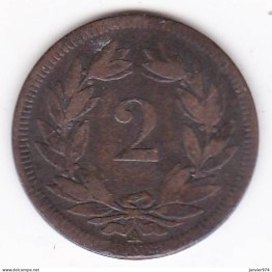 Suisse 2 Rappen 1850 A Paris , En Bronze , KM# 4 - 2 Rappen