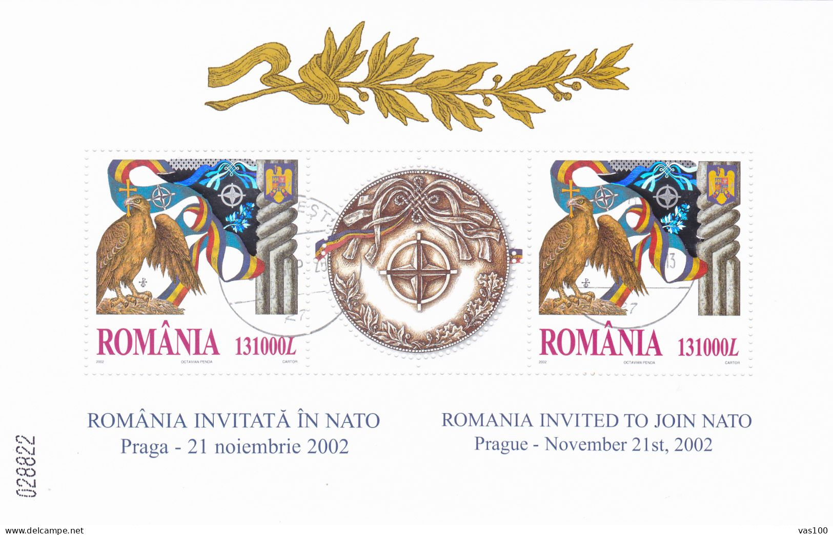 Romania 2002 NATO, Hologram S/s, Used, History - Nature - Various - NATO - Birds - Birds Of Prey - Holograms - Used Stamps