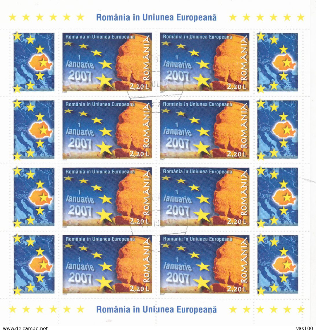 Romania 2007 - Accession Of Romania To The European Union,sheet M/s,used - Used Stamps