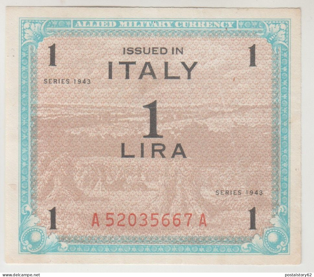 Italy Allied Military Currency. Banconota Da 1 Lira Occupazione Alleata  1943 - 2. WK - Alliierte Besatzung