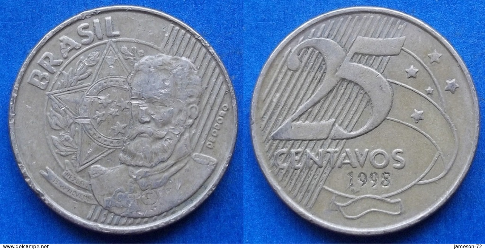 BRAZIL - 25 Centavos 1998 "Manuel Deodoro Da Fonseca" KM# 650 Monetary Reform (1994) - Edelweiss Coins - Brazil