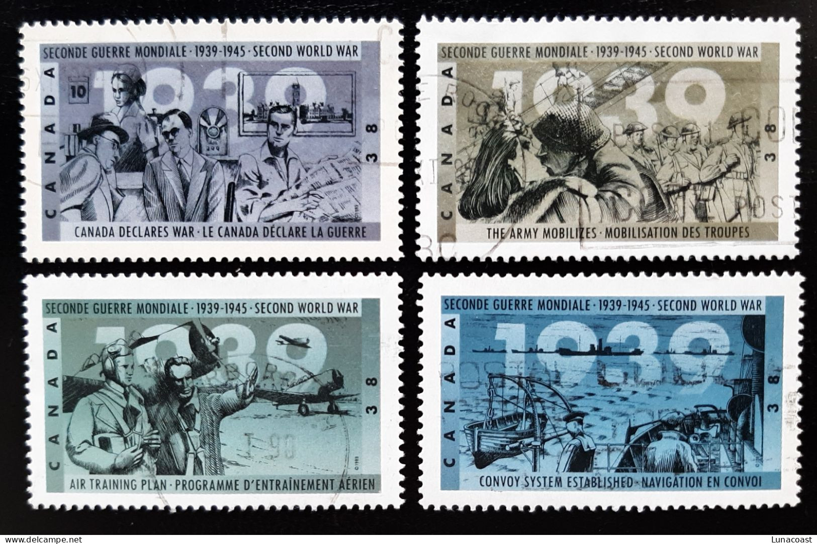 Canada 1989  USED  Sc1260 -1263    4 X 38c Second World War - 1939 - Used Stamps