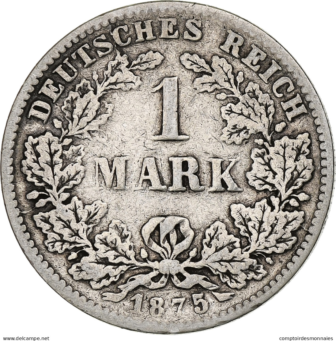 Monnaie, GERMANY - EMPIRE, Wilhelm I, Mark, 1875, Karlsruhe, TB, Argent, KM:7 - 1 Mark