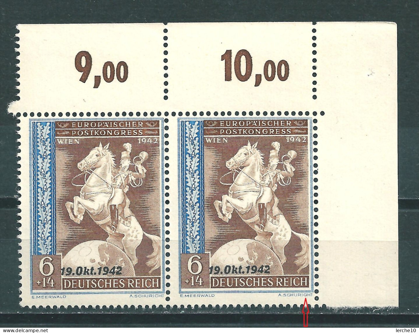 MiNr. 824 ** Bogenecke - Abarten & Kuriositäten